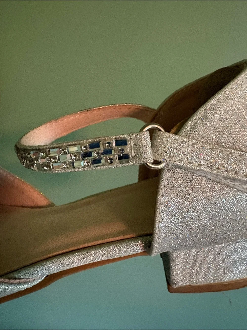 Sparkle Ankle-Strap Kids Low Heel in Silver